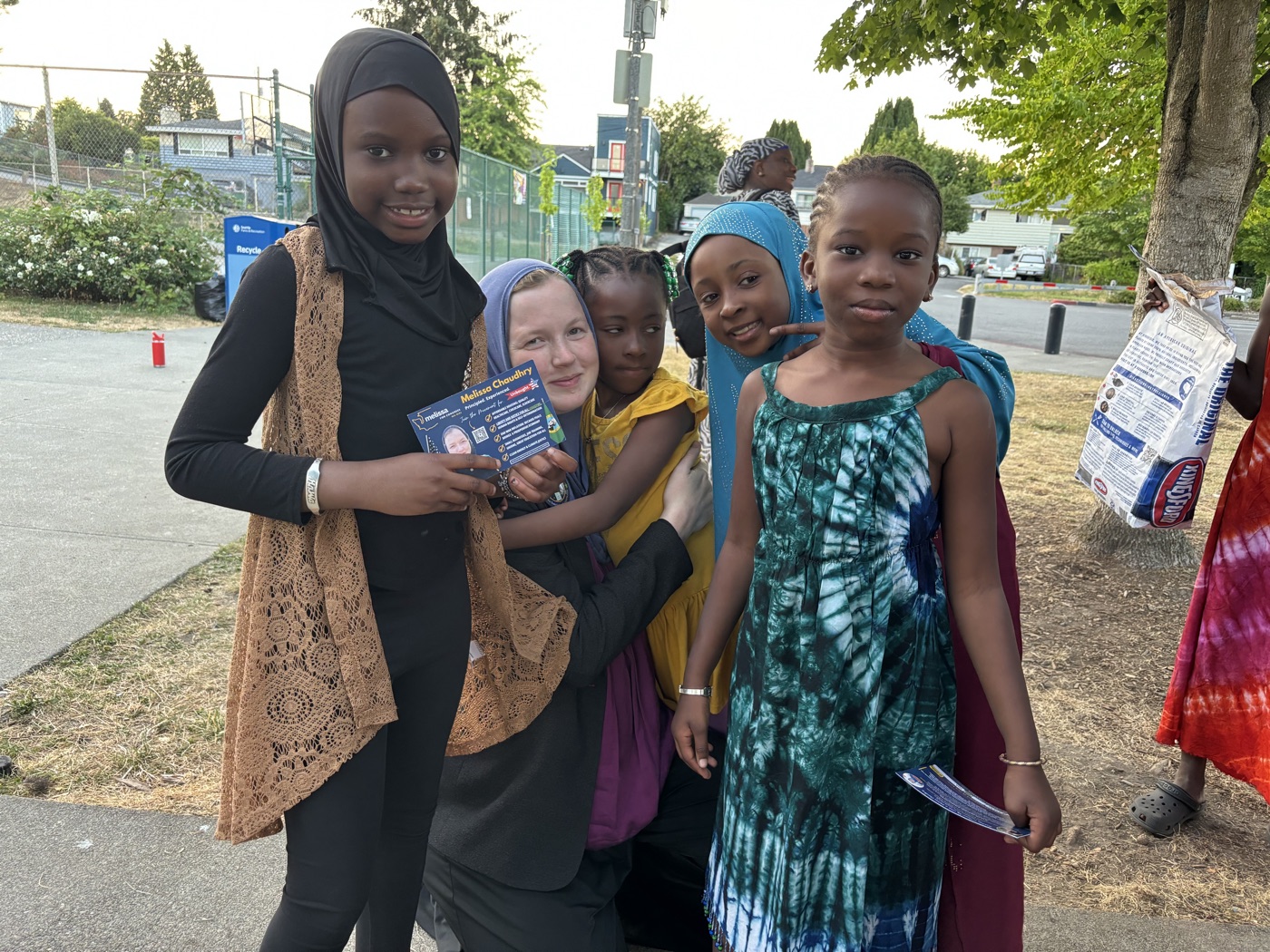 With kids in the park