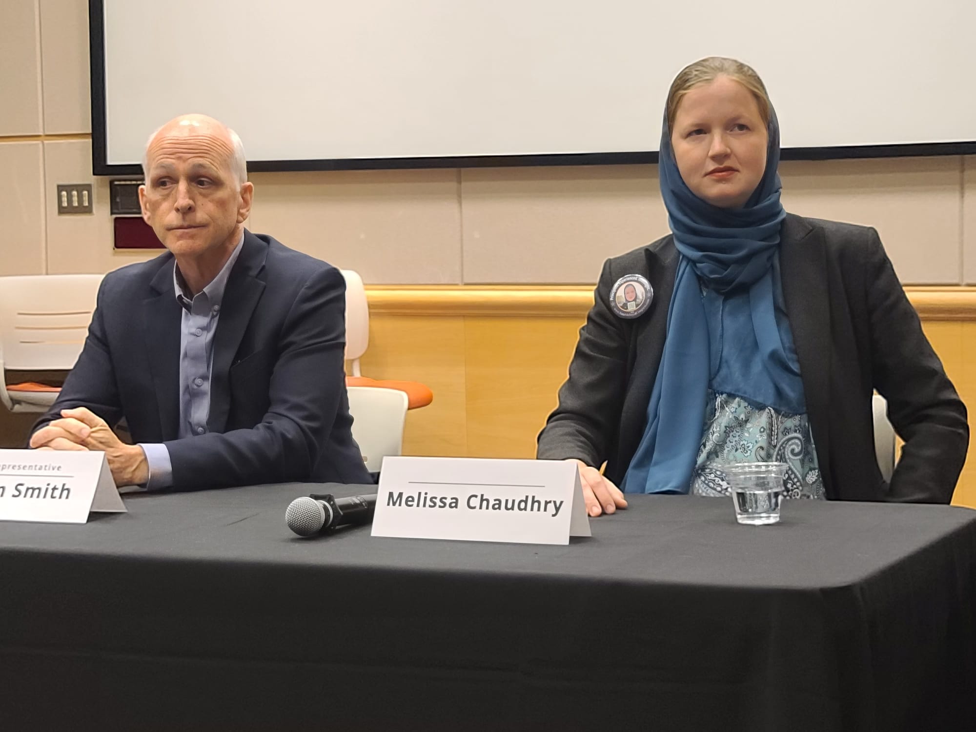 Melissa and Adam Smith at the Bellevue College debate